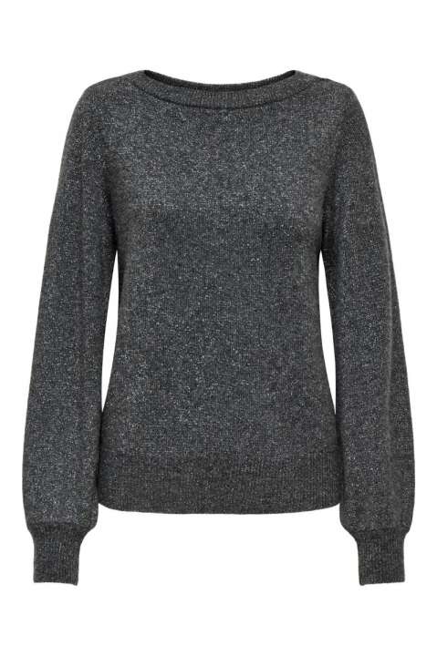 Priser på JDY - Strik - JDY Rue Glitter L/S Boat Pullove KNT Noos - Dark Grey Melange