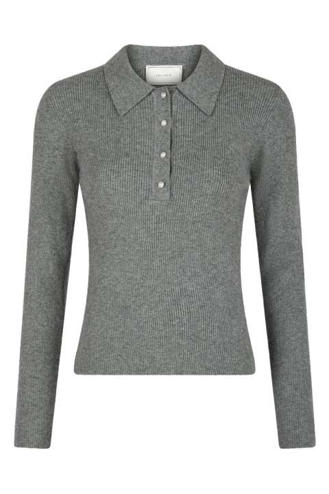 Priser på Neo Noir - Bluse - Panama Knit Blouse - Dark Grey Melange