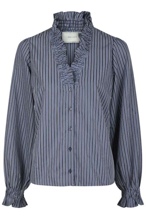 Priser på Neo Noir - Skjorte - Brielle Twill Stripe Shirt - Dusty Blue