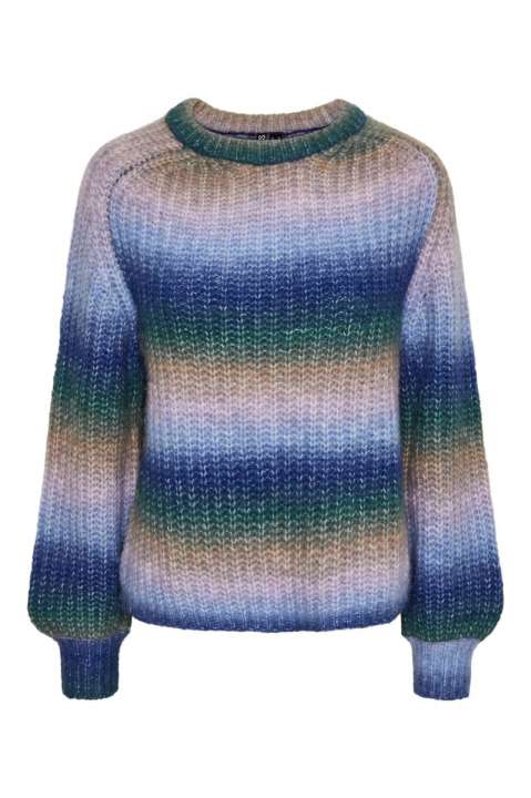 Priser på Pieces - Strik - Pcsillo Ls O-Neck Rainbow Knit - Silver Mink