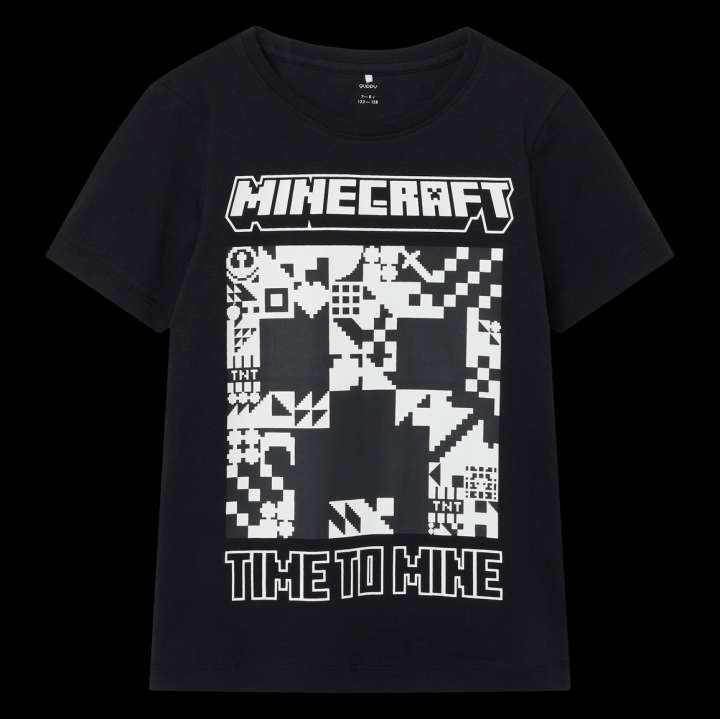 Priser på Guppy Minecraft Børne T-shirt - Black - 122/128