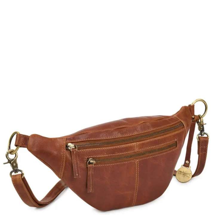 Priser på Style Odense i ultrasmuk brunt vintagelæder. Lækker, cool og rå unisex bumbag / bæltetaske i mellemstørrelse