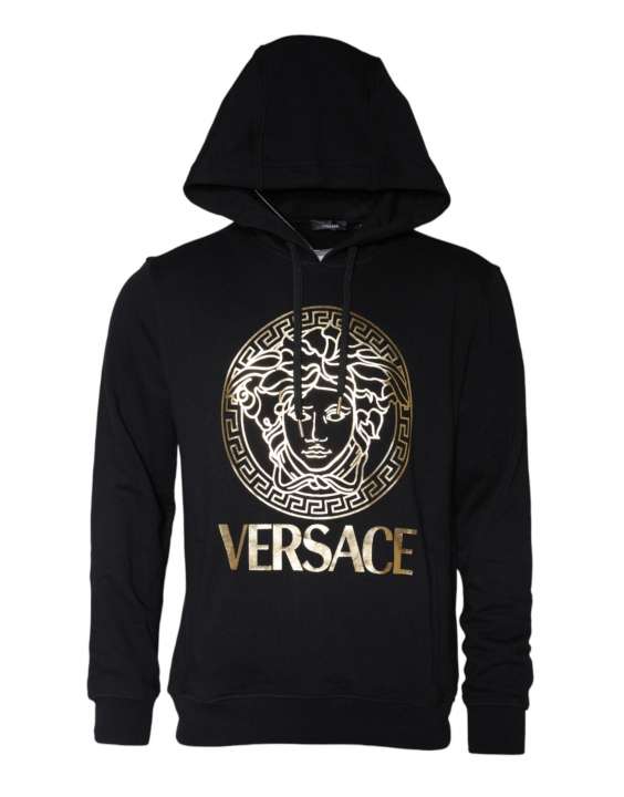 Priser på Versace Black Medusa Print Cotton HoodiePullover Sweatshirt Sweater