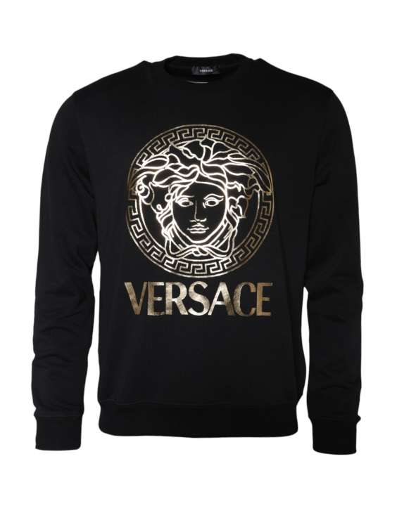 Priser på Versace Black Medusa Fleece Cotton Crew Neck Sweatshirt Sweater