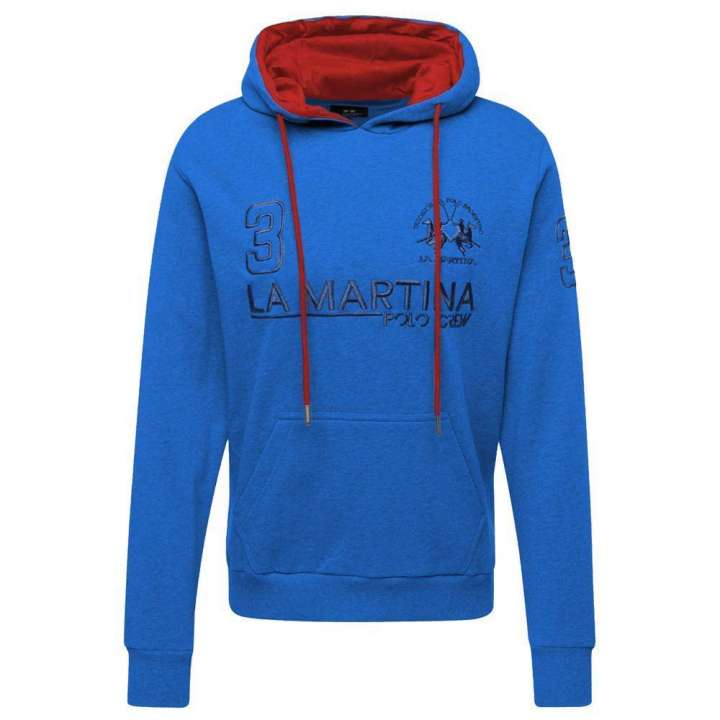 Priser på La Martina Chic Blue Cotton Hooded Sweatshirt