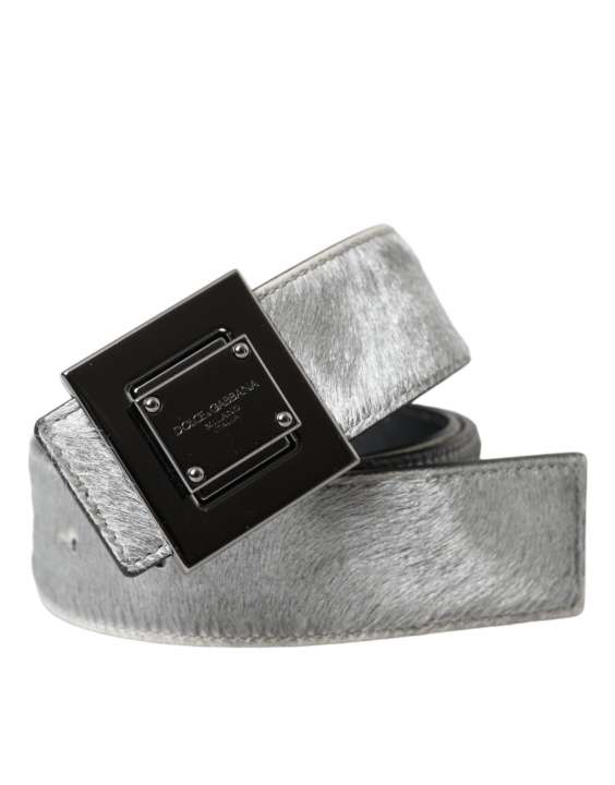 Priser på Dolce & Gabbana Silver Leather Square Metal Buckle Belt