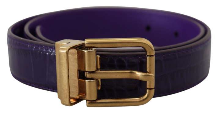 Priser på Dolce & Gabbana Purple Exotic Leather Gold Metal Buckle Belt