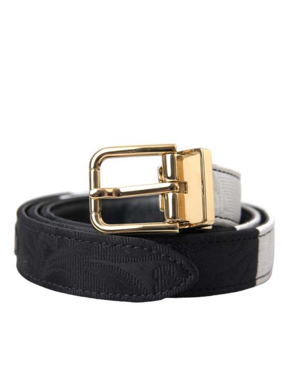 Priser på Dolce & Gabbana Black White Patchwork Gold Metal Buckle Belt