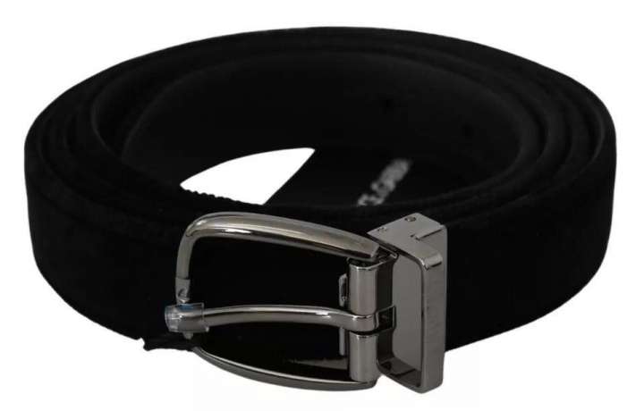 Priser på Dolce & Gabbana Black Velvet Silver Tone Metal Buckle Herre Belt