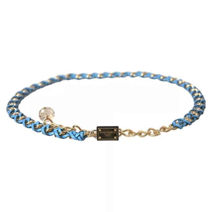 Priser på Dolce & Gabbana Blue Braided Gold Brass Chain Waist Belt