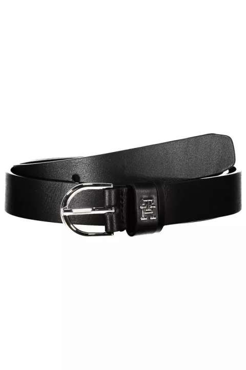 Priser på Tommy Hilfiger Elegant Black Leather Belt with Metal Buckle