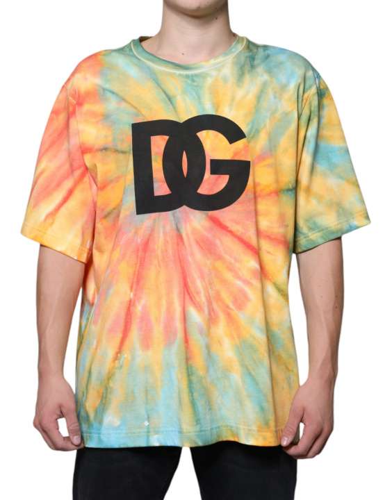 Priser på Dolce & Gabbana Multicolor Tie-Dye Logo Cotton T-shirt