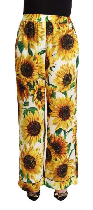 Priser på Dolce & Gabbana Elegant Sunflower Wide Leg Pants