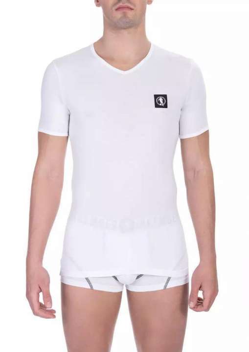 Priser på Bikkembergs Chic V-Neck Bi-Pack T-Shirts in White