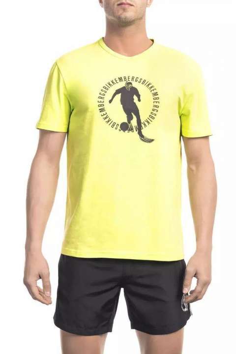 Priser på Bikkembergs Radiant Yellow Cotton Blend Printed T-Shirt