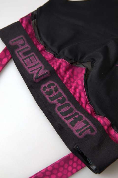 Priser på Plein Sport Sleek Black Sports Bra with Fuchsia Accent