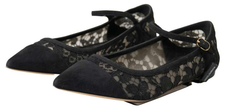 Priser på Dolce & Gabbana Elegant Black Lace Flats