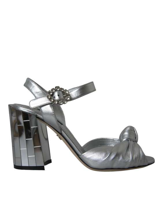 Priser på Dolce & Gabbana Silver Lambskin Leather Heels SandalerSko