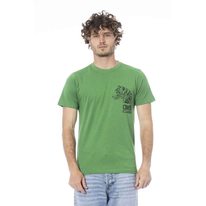 Priser på Cavalli Class Green Cotton T-Shirt