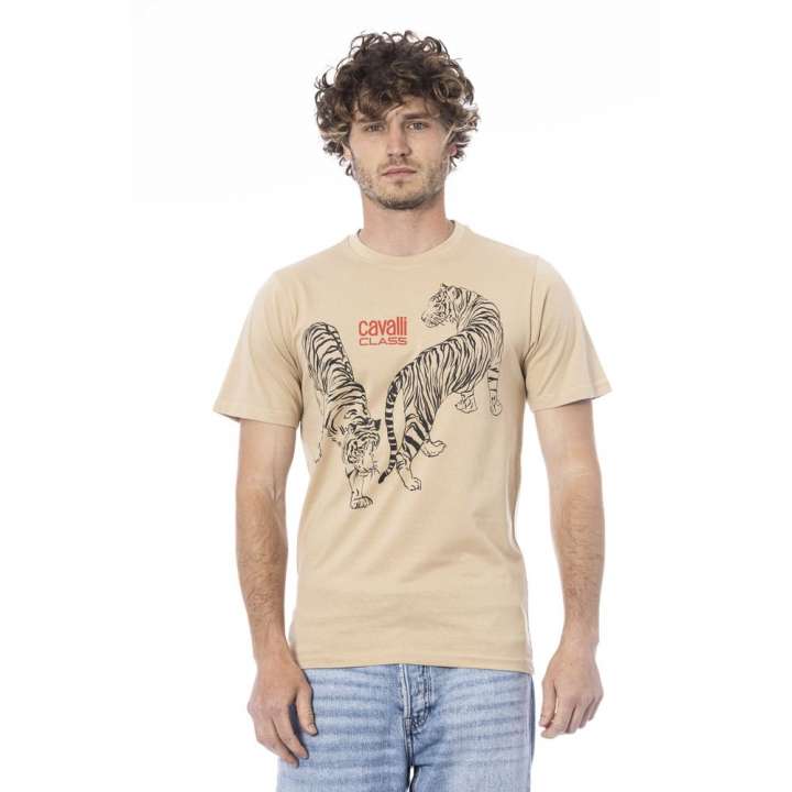 Priser på Cavalli Class Beige Cotton T-Shirt