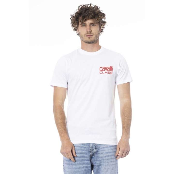 Priser på Cavalli Class White Cotton T-Shirt