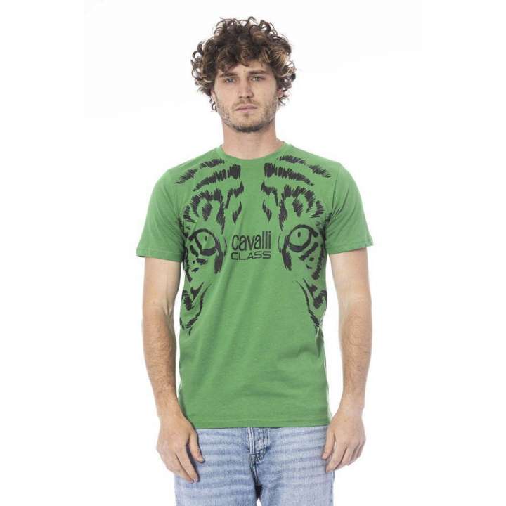 Priser på Cavalli Class Green Cotton T-Shirt