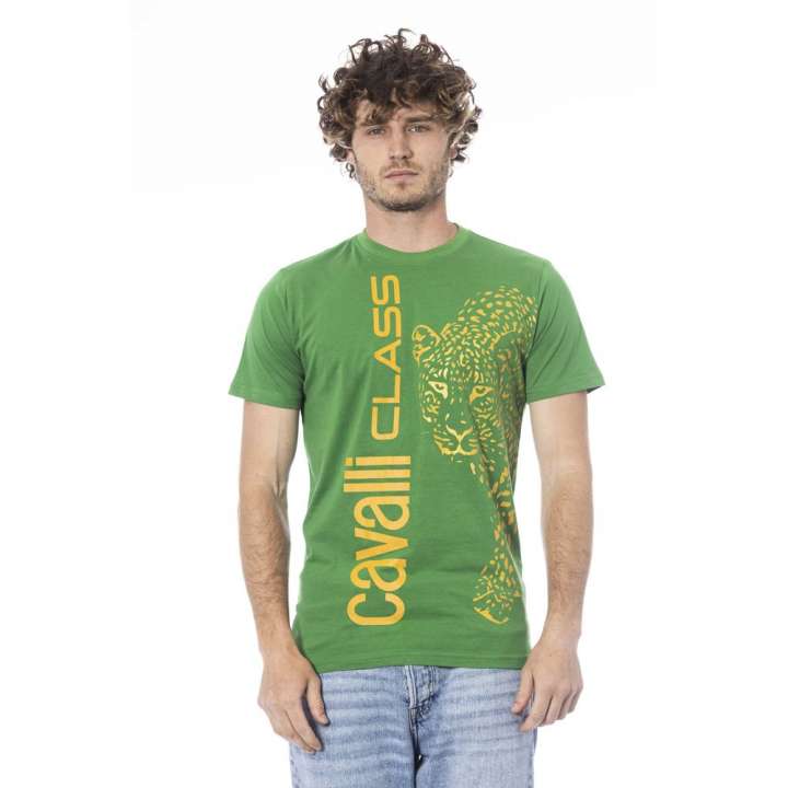 Priser på Cavalli Class Green Cotton T-Shirt