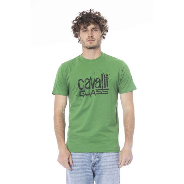 Priser på Cavalli Class Green Cotton T-Shirt