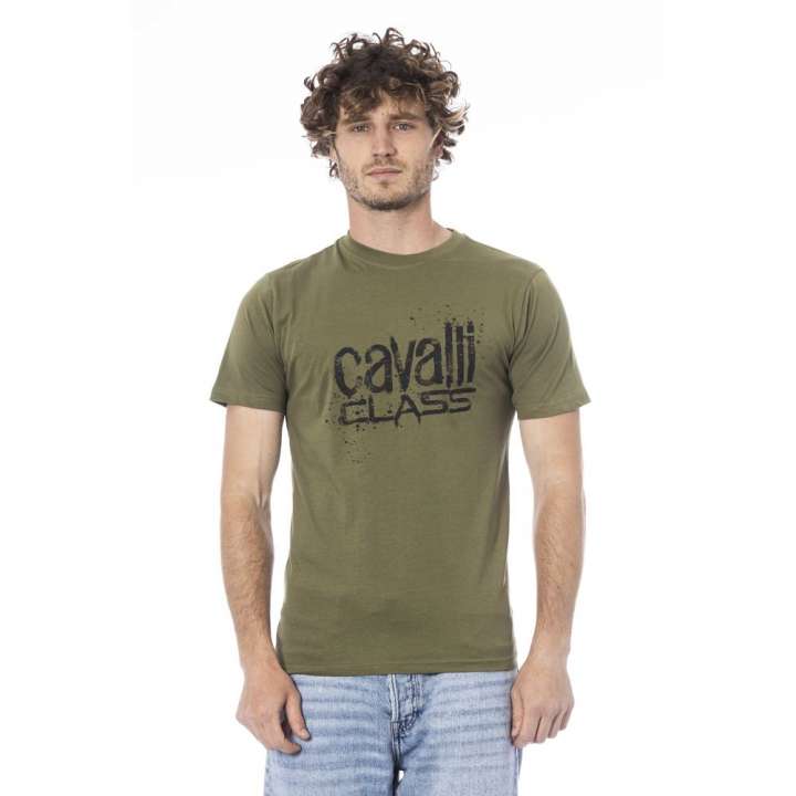 Priser på Cavalli Class Green Cotton T-Shirt