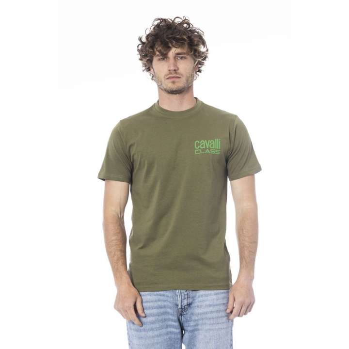 Priser på Cavalli Class Green Cotton T-Shirt