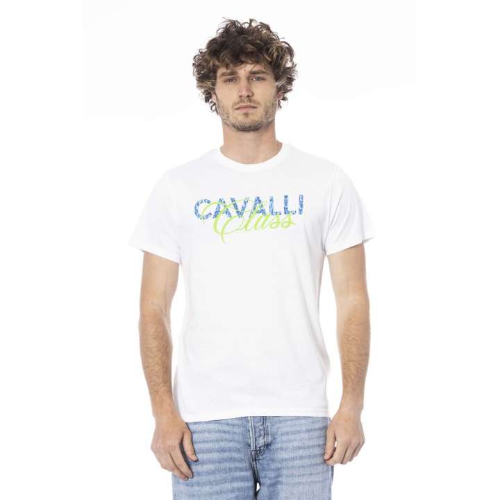 Priser på Cavalli Class White Cotton T-Shirt