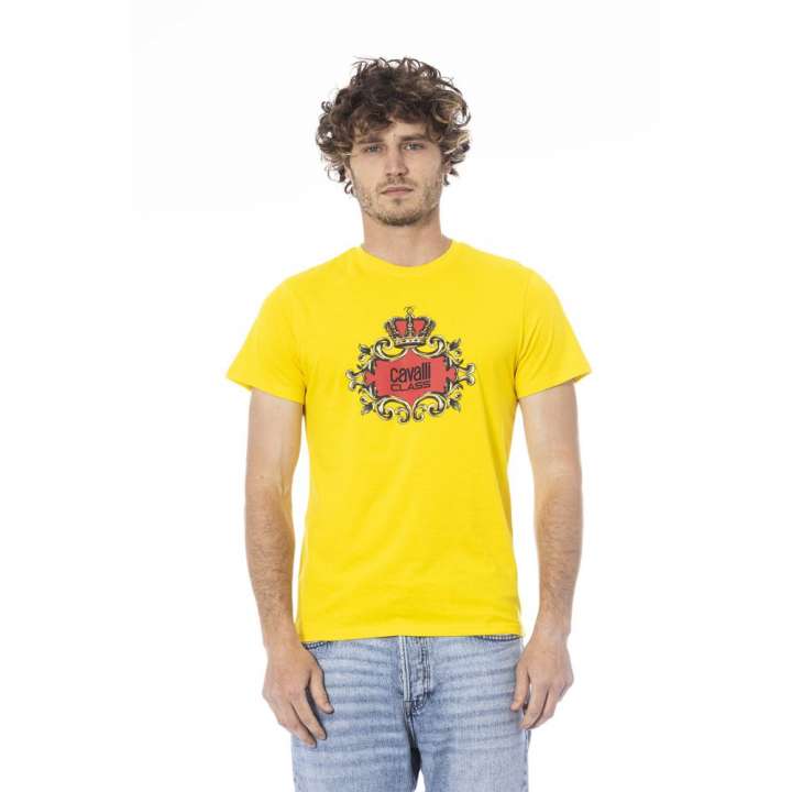 Priser på Cavalli Class Yellow Cotton T-Shirt