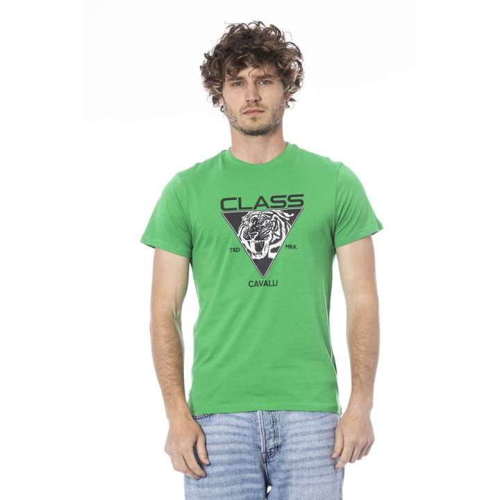 Priser på Cavalli Class Green Cotton T-Shirt