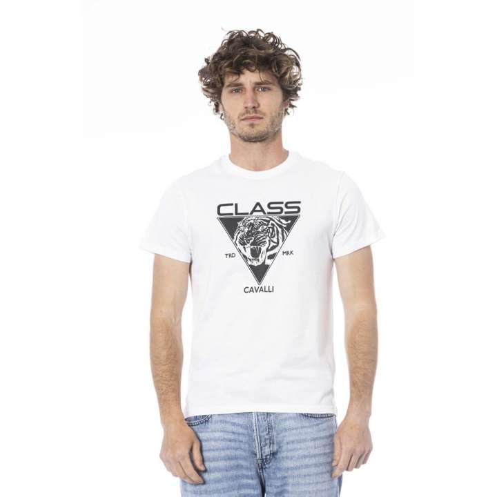 Priser på Cavalli Class White Cotton T-Shirt