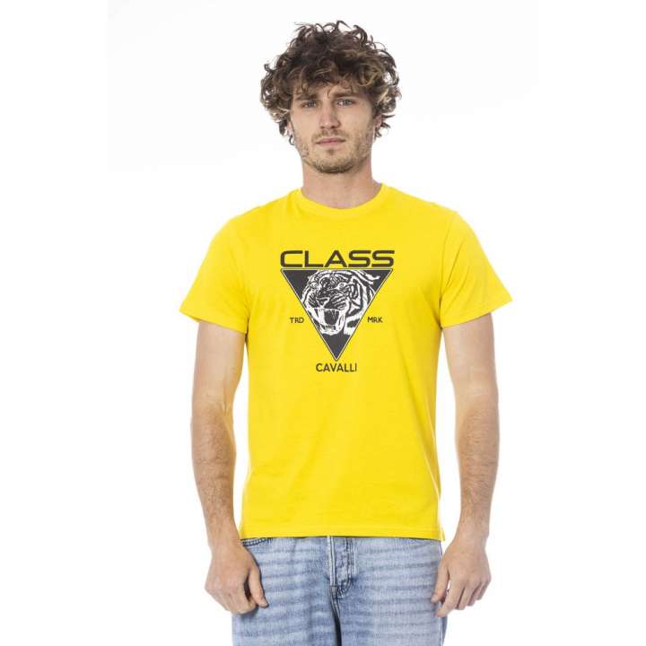 Priser på Cavalli Class Yellow Cotton T-Shirt