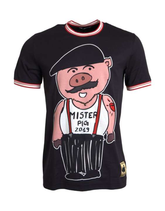 Priser på Dolce & Gabbana Black Cotton 2019 Year of the Pig T-shirt