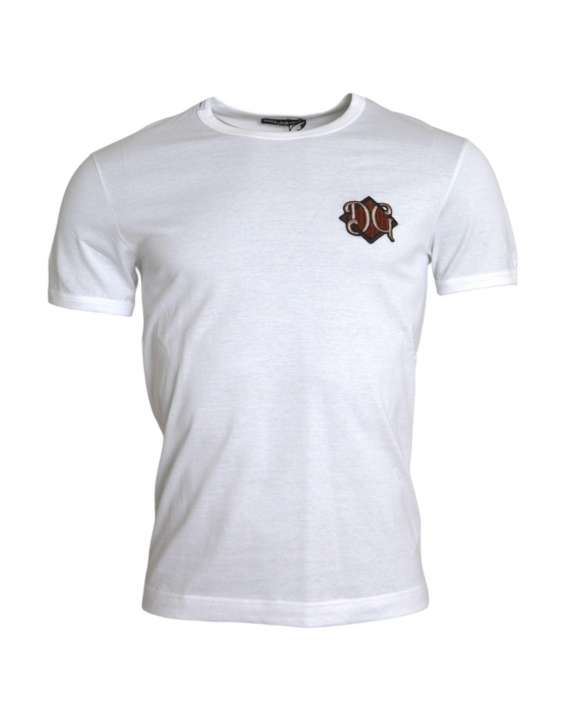 Priser på Dolce & Gabbana White Logo Embroidery Short Sleeve T-shirt