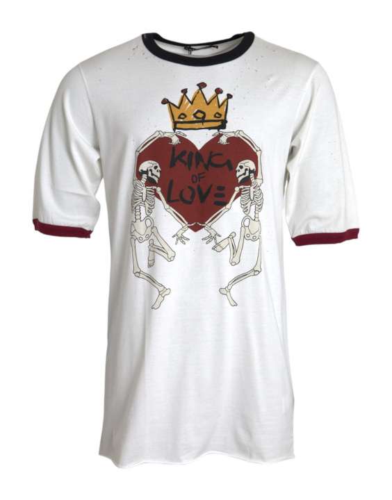 Priser på Dolce & Gabbana White King Of Love Cotton Herre T-shirt