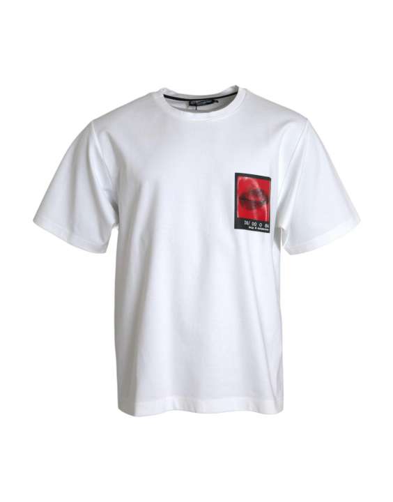 Priser på Dolce & Gabbana White Red Lips Print Cotton Herre T-shirt