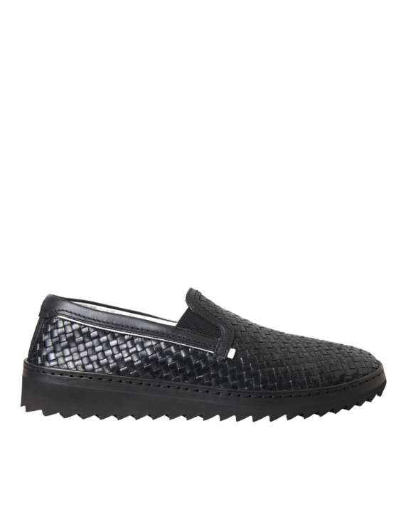 Priser på Dolce & Gabbana Black Woven Buffalo Leather Herre Loafers Sko