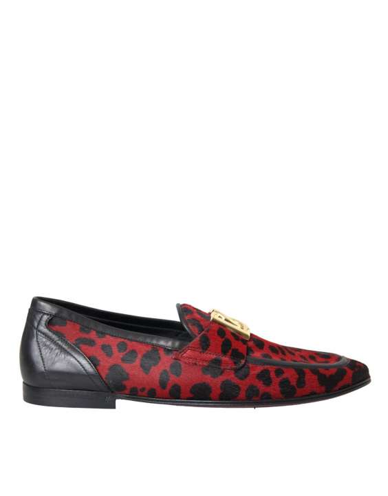 Priser på Dolce & Gabbana Red Black Leopard DG Loafers Formal Herre Sko