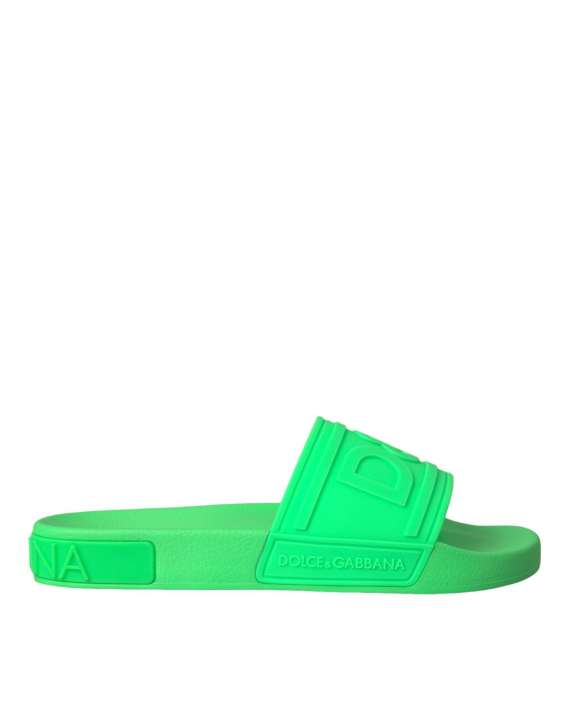 Priser på Dolce & Gabbana Green Leather Slides SandalerBeachwear Sko