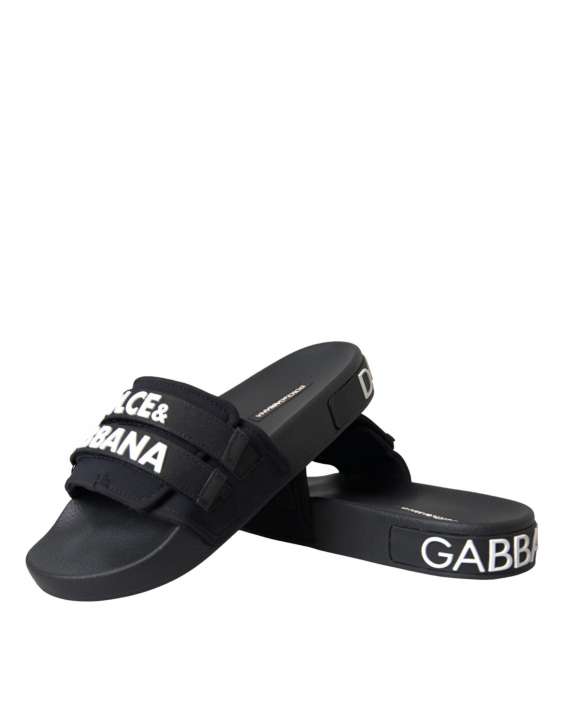 Priser på Dolce & Gabbana Black Logo Beachwear Flats SandalerSko