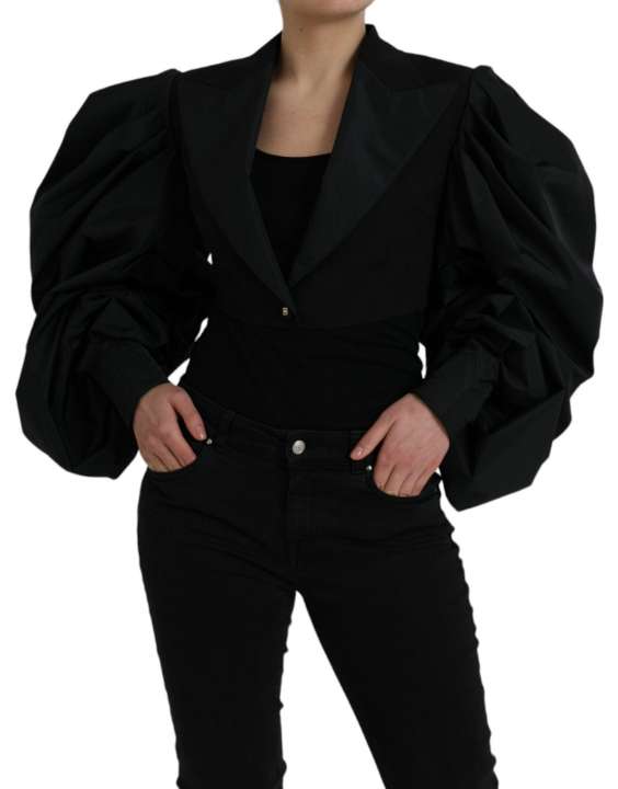 Priser på Dolce & Gabbana Black Polyester Puffed Sleeves Cropped Jacket