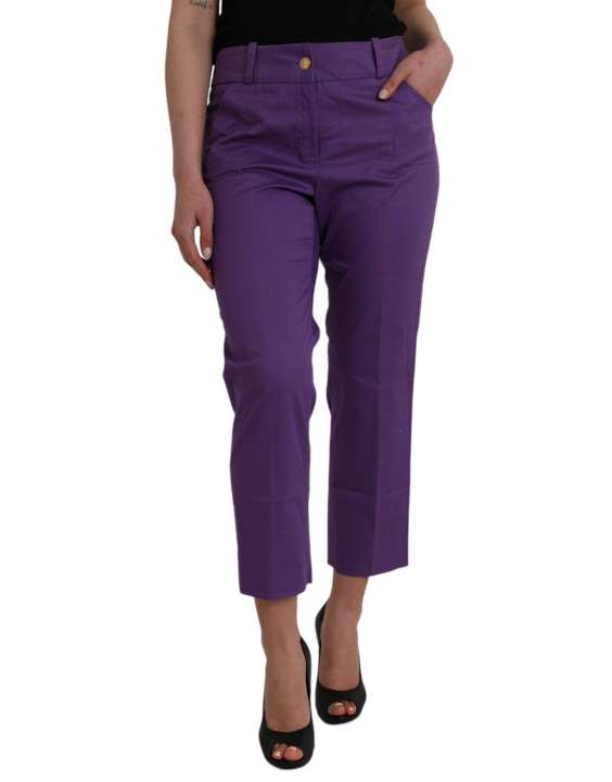 Priser på BENCIVENGA Purple Cotton MidWaist Straight Cropped Pants