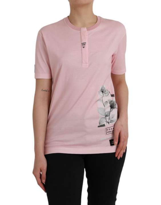 Priser på Dolce & Gabbana Pink Floral Print Cotton Short Sleeves T-shirt