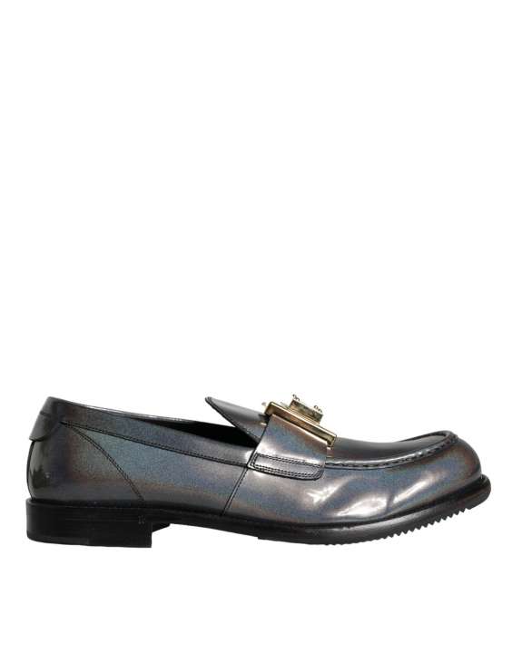 Priser på Dolce & Gabbana Silver Leather Logo Plaque Slip On Herre Loafers Sko