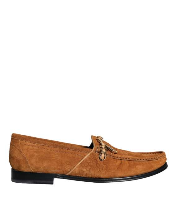 Priser på Dolce & Gabbana Brown Velvet Leather Logo Mocassin Slip On Sko