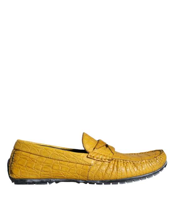 Priser på Dolce & Gabbana Yellow Leather Slip Mocassin Loafers Sko