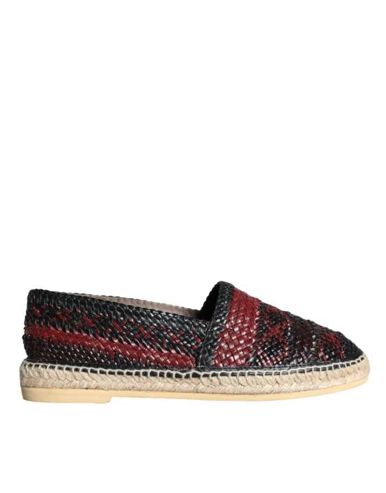 Priser på Dolce & Gabbana Black Maroon Woven Leather Buffalo Herre Espadrille Sko